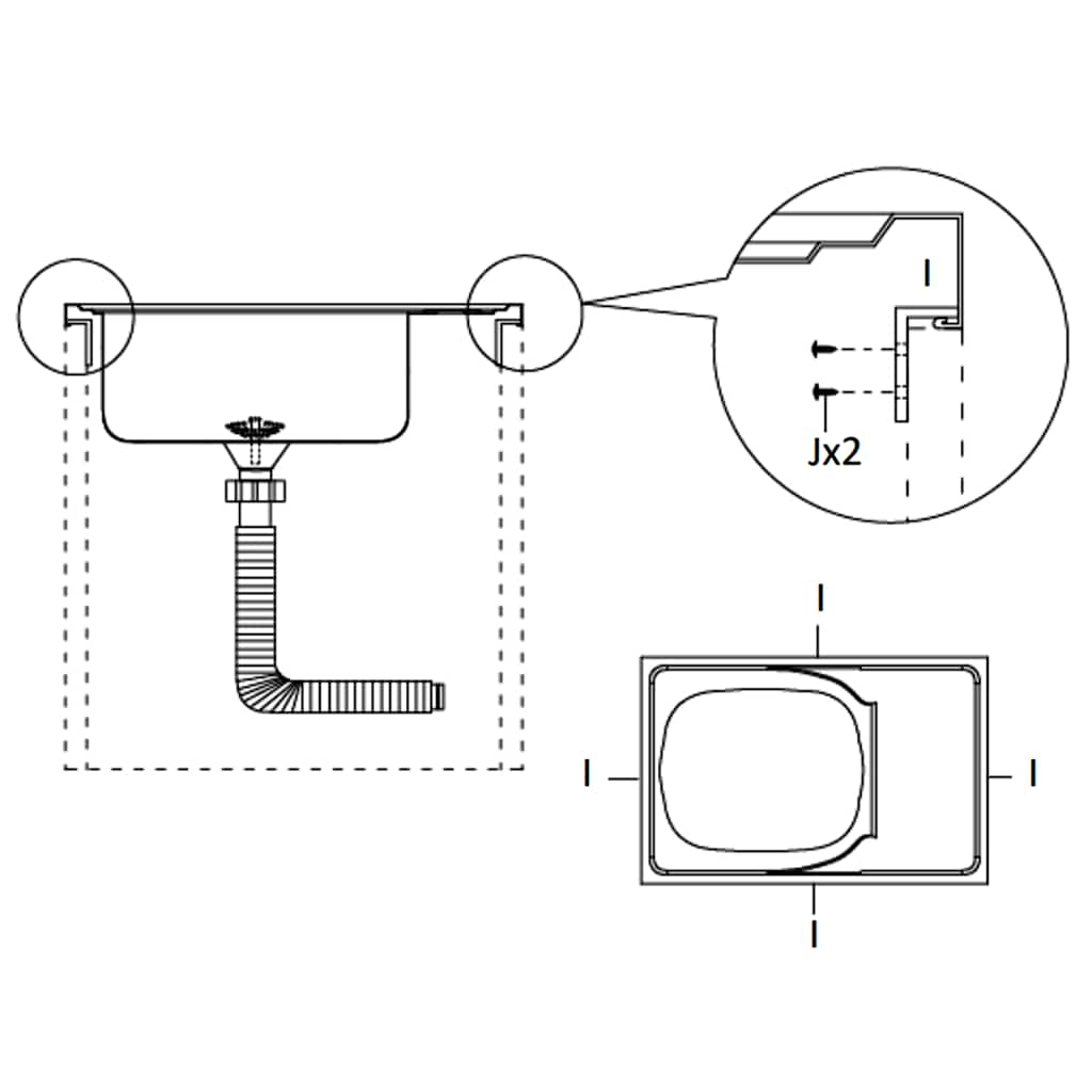 Évier de cuisine avec égouttoir argenté 800 x 500 x 155 mm en inox - 9