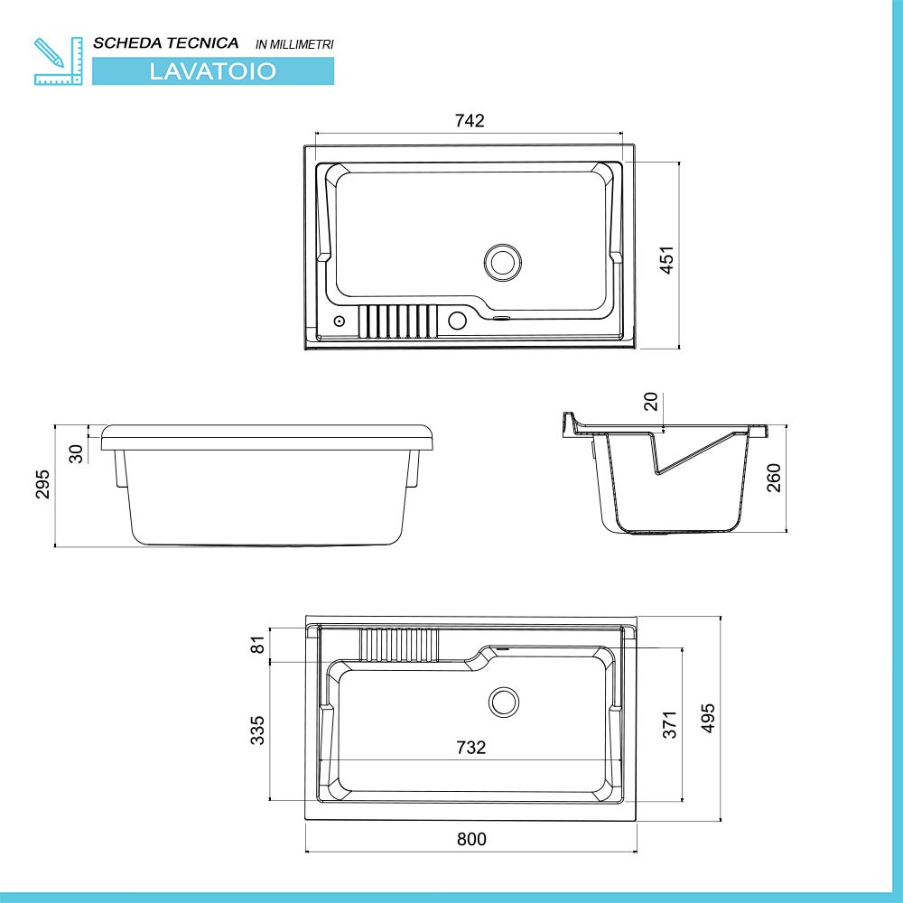 Lavabo 80x50 cm en résine blanche à encastrer - 2