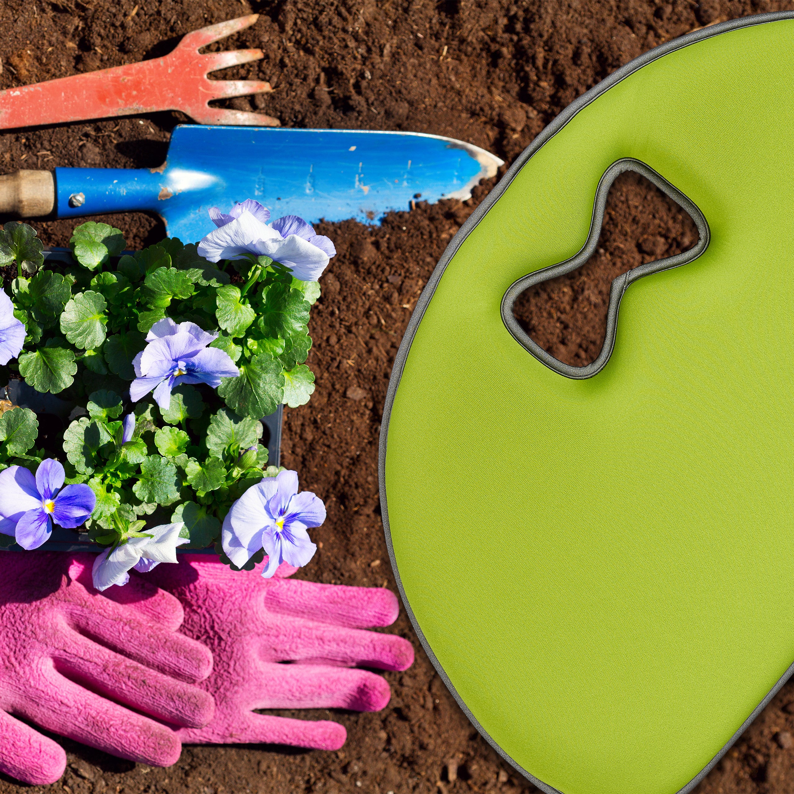 Set di 10 Poggia Ginocchia da Giardinaggio, Supporto per Ginocchia, Multiuso, con Manico, Poliestere, Verde Chiaro - 2