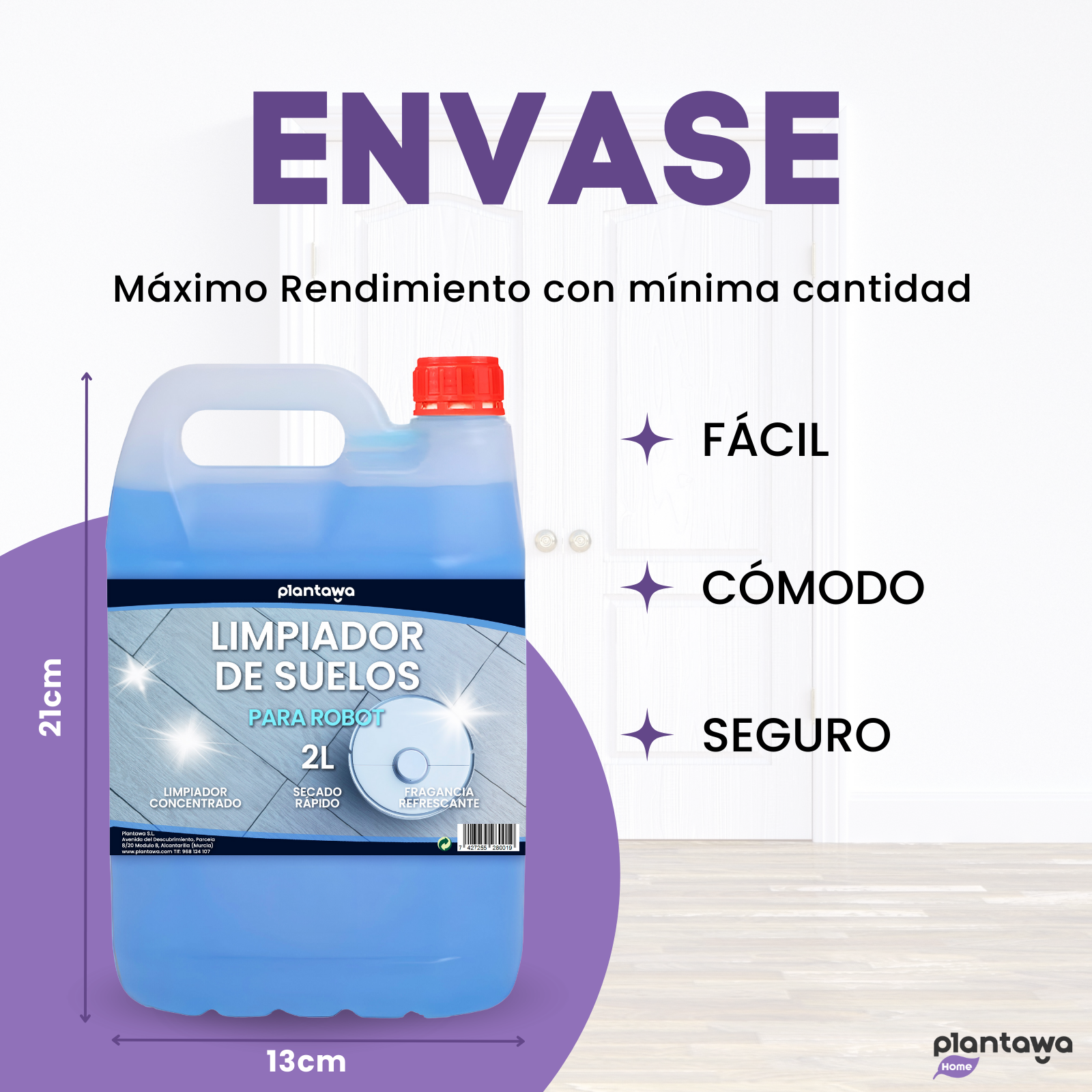 PLANTAWA Nettoyant pour Sols pour Robots Laveurs 2L | Nettoyant pour Sols de Haute Qualité pour Robot, Sans Rinçage | Séchage Rapide - 5