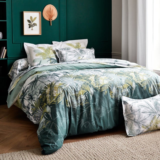 Parure de lit 300x240 cm percale coton TRINIDAD mousson