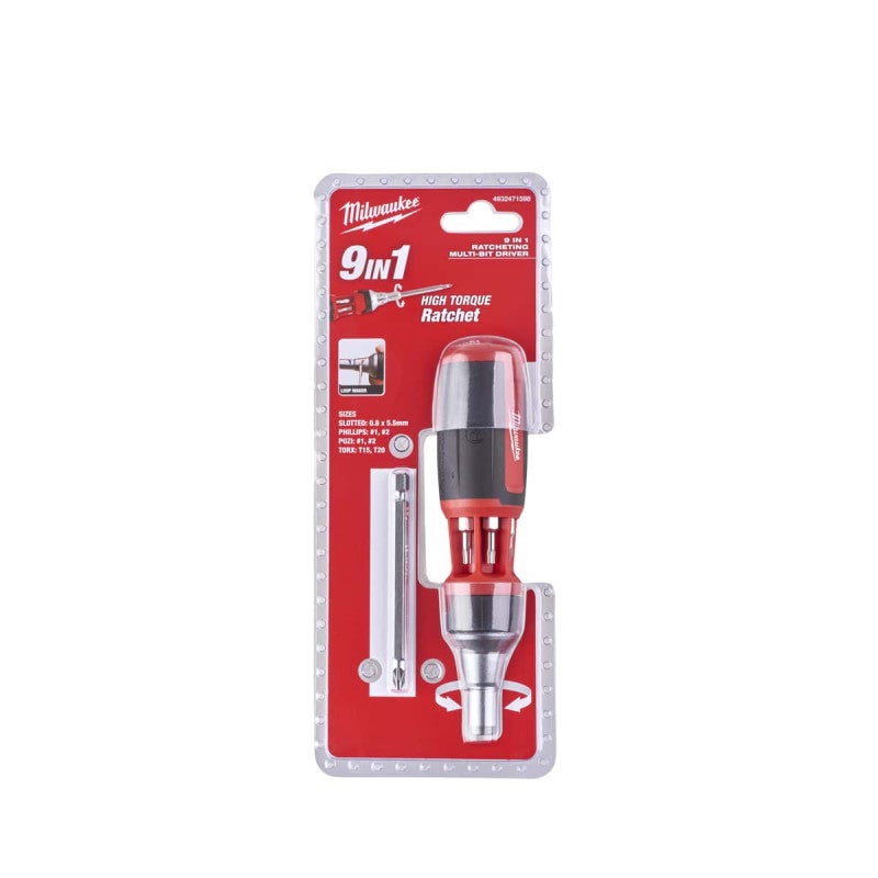 Tournevis à Cliquet Milwaukee 9 En 1 Universel 4932471598 - Outil Polyvalent Ultra Résistant Pour Professionnels