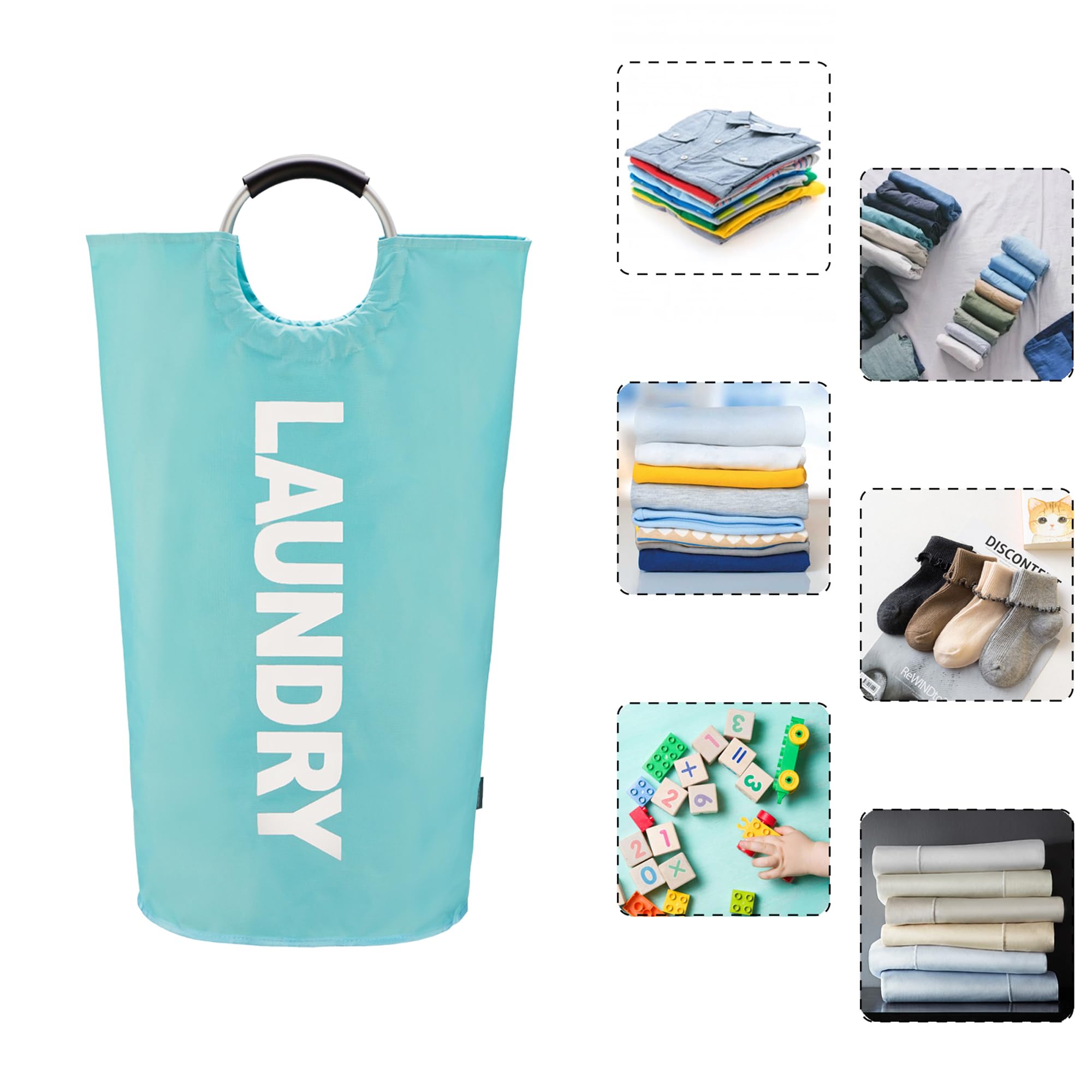 Panier à linge robuste 115L avec poignées - bac de rangement en tissu oxford durable pour vêtements, organisation ménage - 3