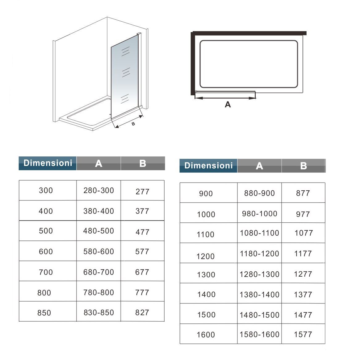 Parete Doccia Walk In Vetro Temperato Trasparente Anticalcare 8 mm Con Barra Stabilizzatrice &nbsp;Tagliabile&nbsp;da&nbsp;140 cm misura 60x200 cm - 6