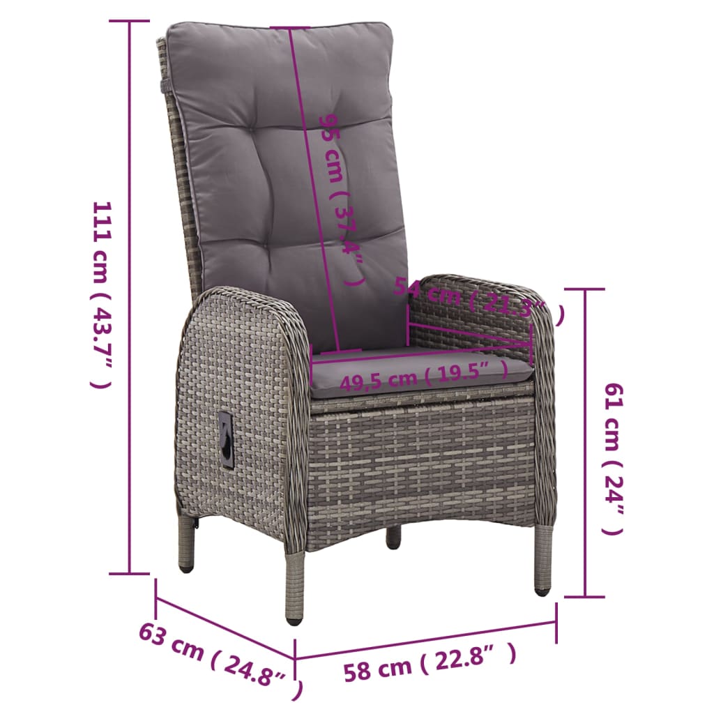 Mobili da giardino bistrot 5 pezzi resina intrecciata grigia 02_0014549 - 8