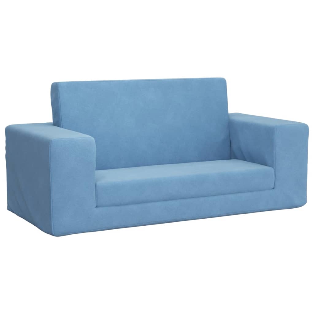 Sofá cama de niños 2 plazas | sofá de salón | sofá de descanso felpa suave azul cfw79269