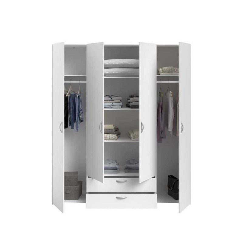 Armoire 4 portes 2 tiroirs Pauline--Blanc - 3