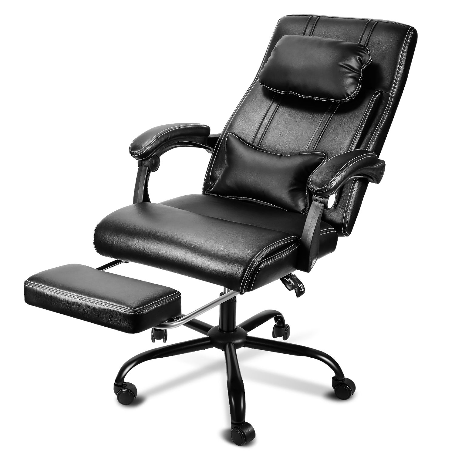 Sillón de oficina sillón giratorio sillón de ejecutivo con ruedas y reposabrazos sillón de escritorio sillón giratorio cojín lumbar ajustable