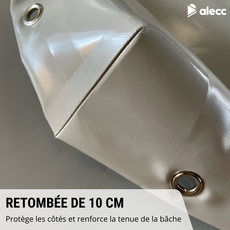 Bâche remorque Erdé Expert XR 302 – 310 x 169 x 10 cm – PVC 640g/m² étanche & renforcé – Gris – Fabrication française - 4