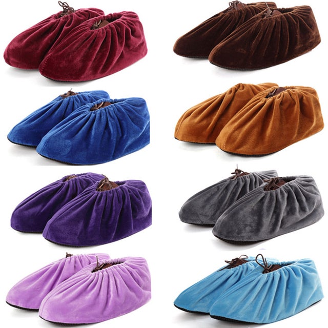 8 Paires Couvre-Chaussure Lavable Surchausson Tissu Réutilisable Chausson avec Flanelle Pantoufle pour Maternelle/Maison/Bureau Informatique