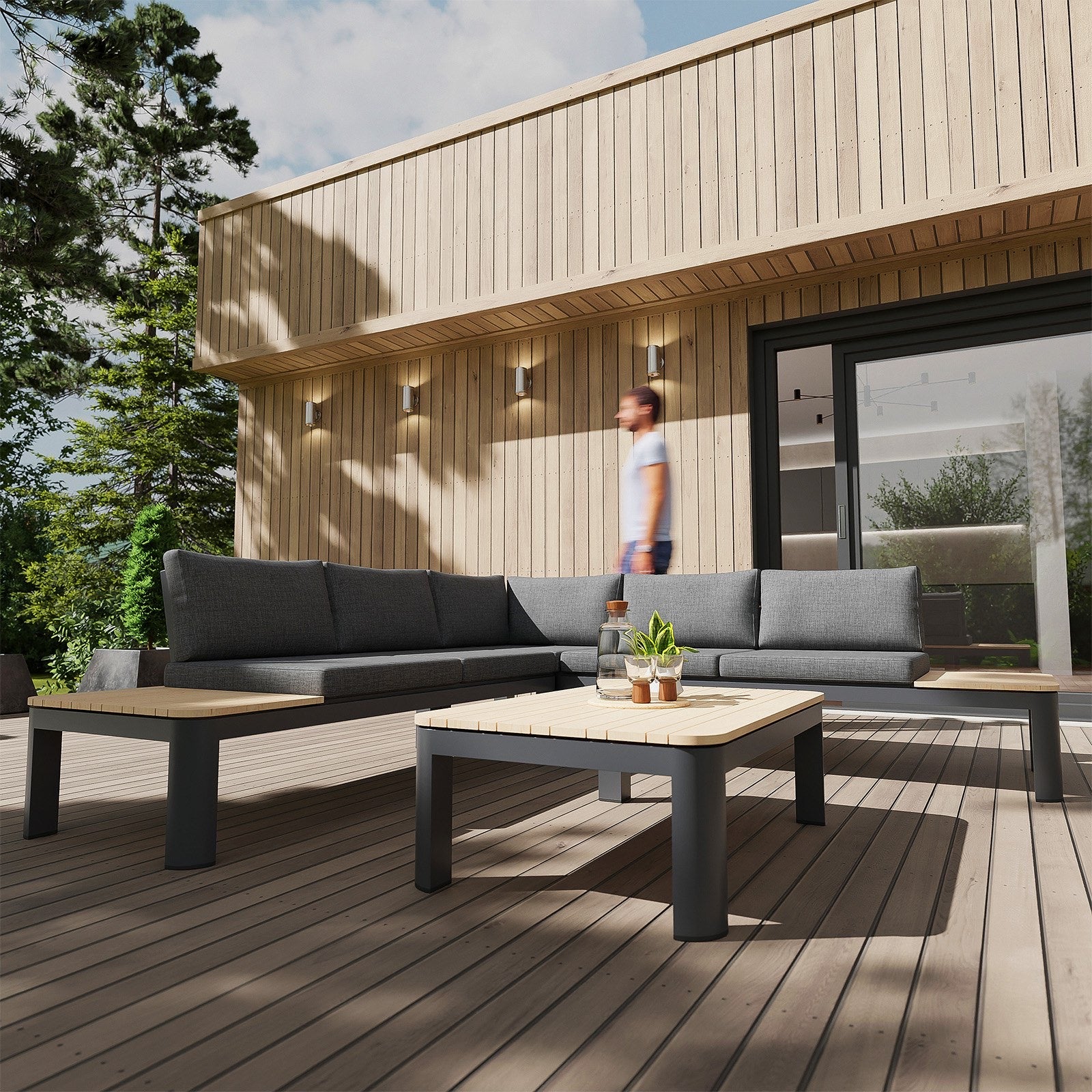 Narożnik ogrodowy aluminiowy BELLANTI Milano Lounge 4-osobowy Dark Grey - 2