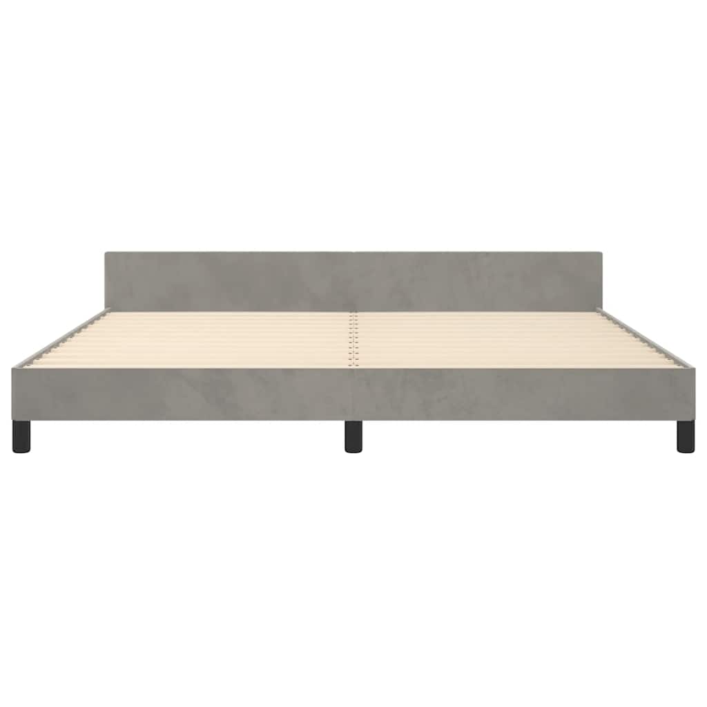 Cadre de lit sans matelas gris clair 200 x 200 cm en velours - 5