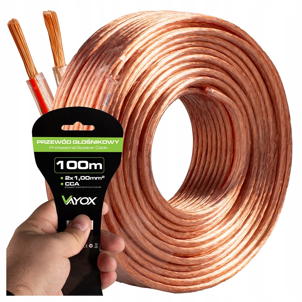 Kabel głośnikowy CCA 2x1,00mm 100m (LB0007) VA0311 VAYOX