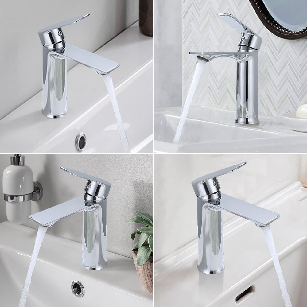 Mitigeur de Lavabo Chromé en Laiton avec Levier Unique, Robinet Salle de Bain Eau Chaude et Froide pour Lave-Mains - 7