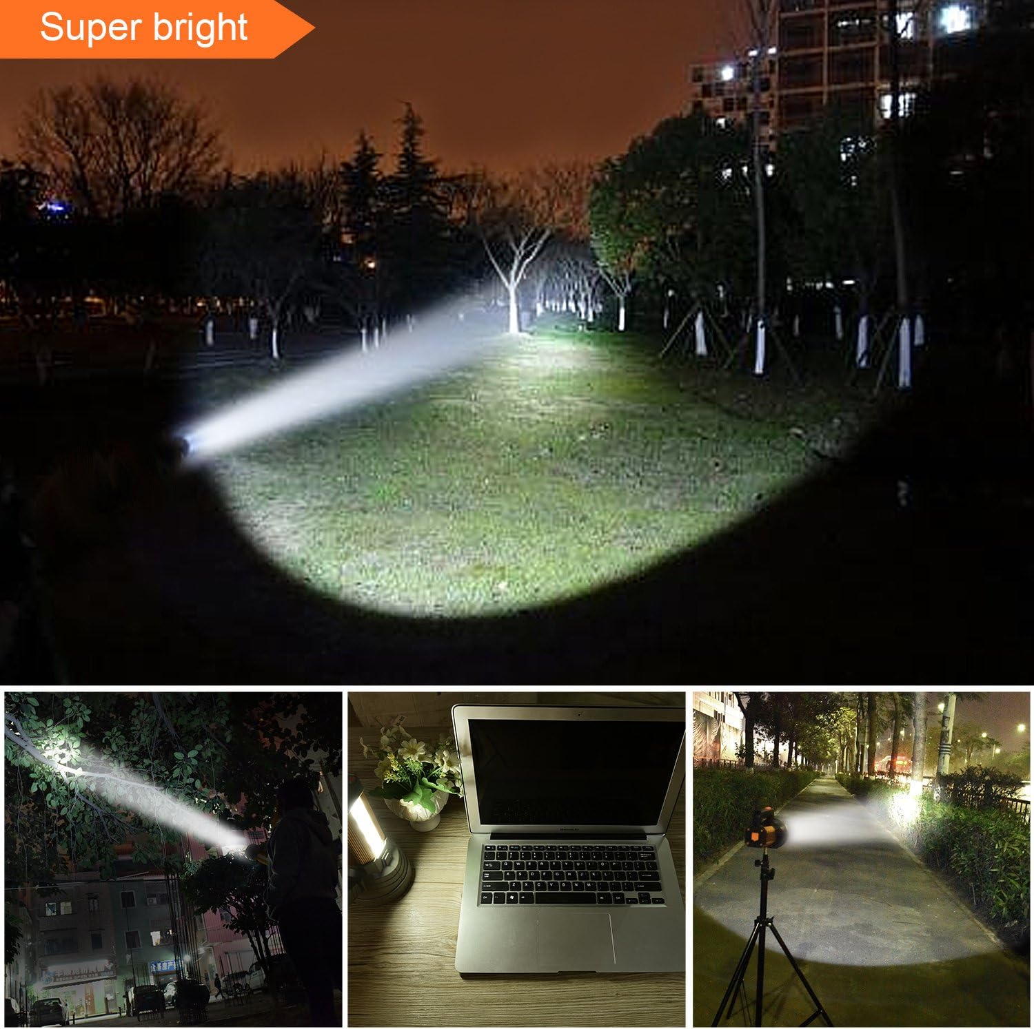 Lampe Torche Led Ultra Puissante Rechargeable Lampe de Poche ,Grande Super Brillante Haute 6000 Lumen Longue Portée,pour Ménage Camping Urgence - 3