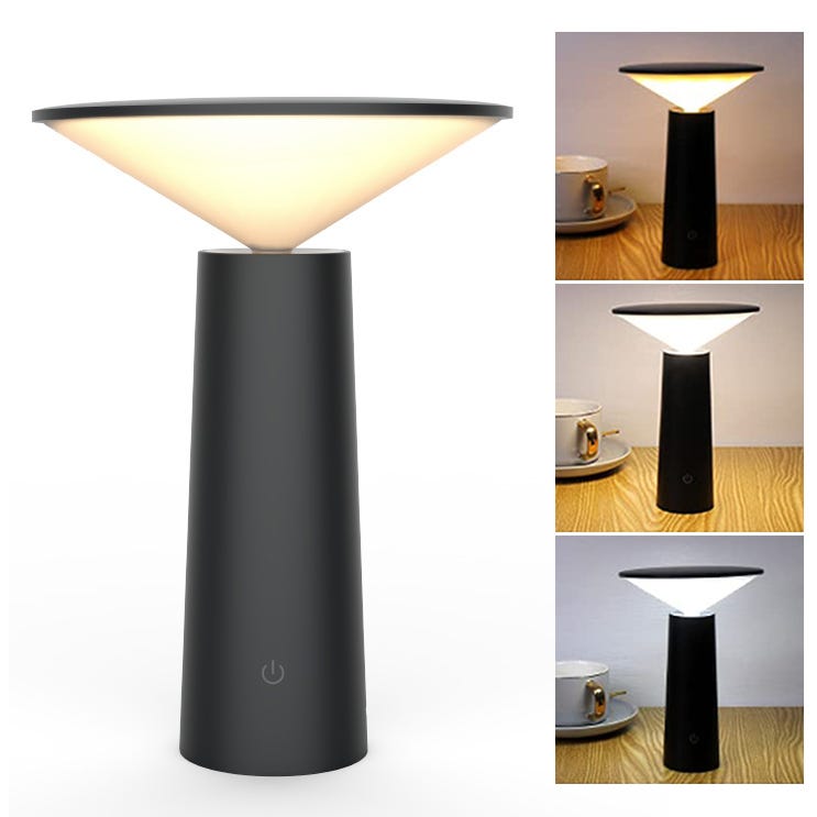 Lampe De Table LED Rechargeable Sans Fil - 5000mAh - 3 Températures De Couleur - IP54 étanche - Pour Bureau, Chevet, Camping