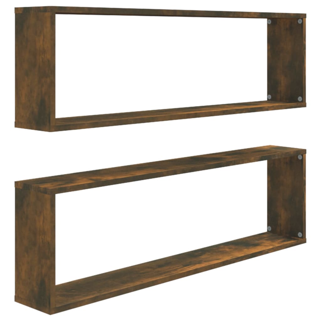 4 Étageres Cubiques En Chêne Sonoma - 100x15x30 Cm, Style Bois Flotté Pour Décoration Murale