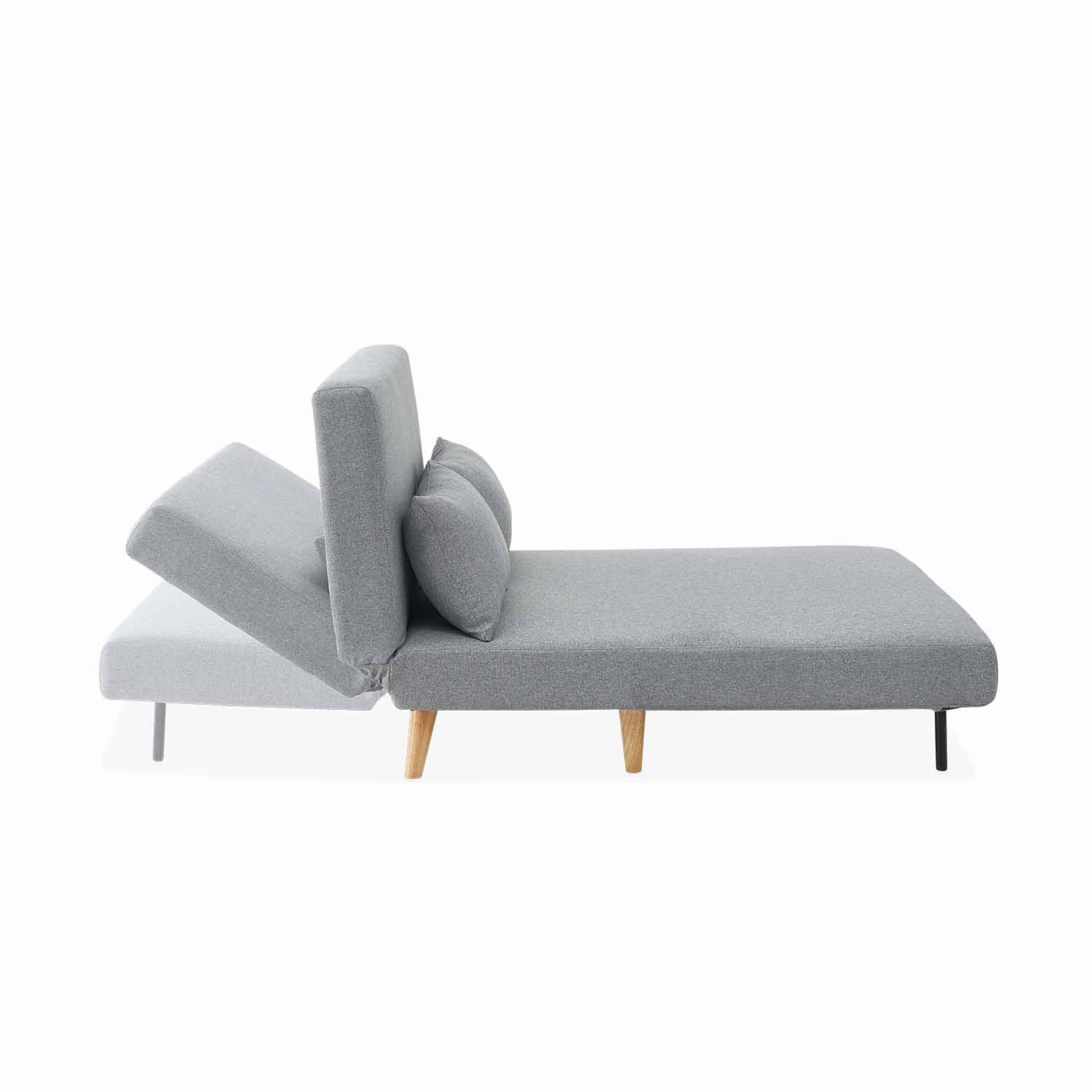 Canapé convertible en tissu - Guesta - 2 places scandinave. pieds bois foncé. gris clair. banquette. dossier inclinable - 5
