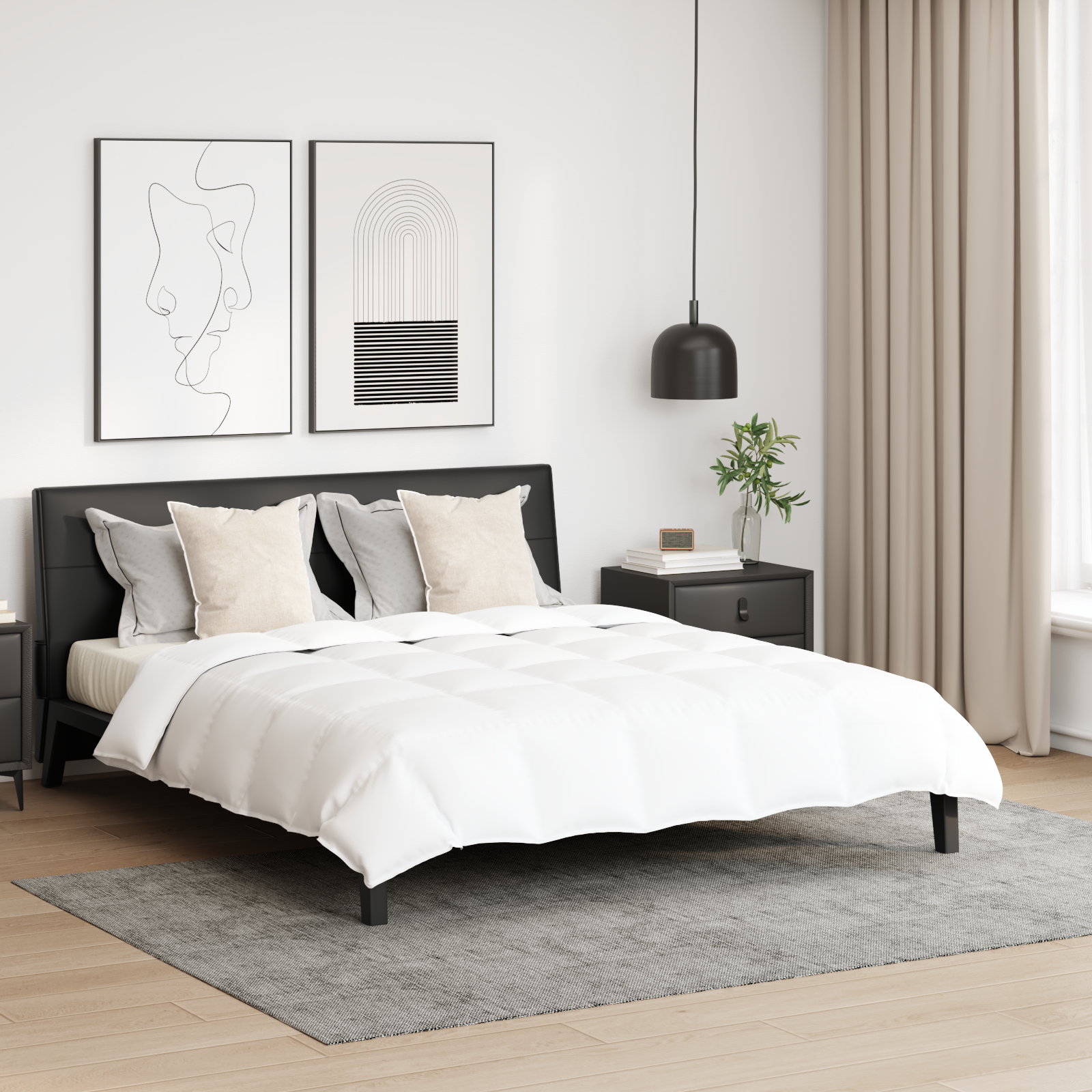 Couette avec oreiller 3 pcs | Duvet Blanc 240 x 220 cm Bas - 2