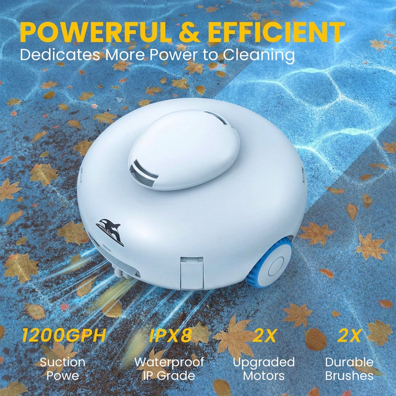 Limpador de piscina, robot para piscina, autonomia de 120 minutos, consegue subir paredes da piscina, aspiração potente, estacionamento automático. - 2