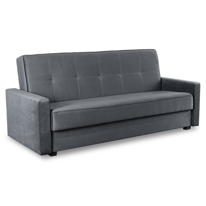 Sofa Kanapa Rozkładana z Funkcją Spania Wersalka Dwuosobowa Szara ALUNA