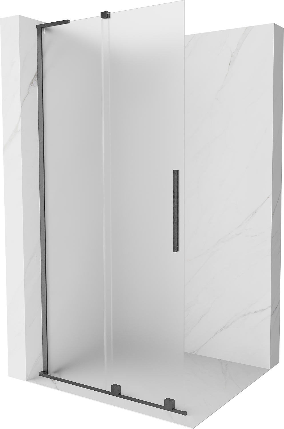 Mexen Velar L ścianka prysznicowa rozsuwana Walk-in 120 x 200 cm, szron 8 mm, gun gray szczotkowany - 871-120-003-33-66