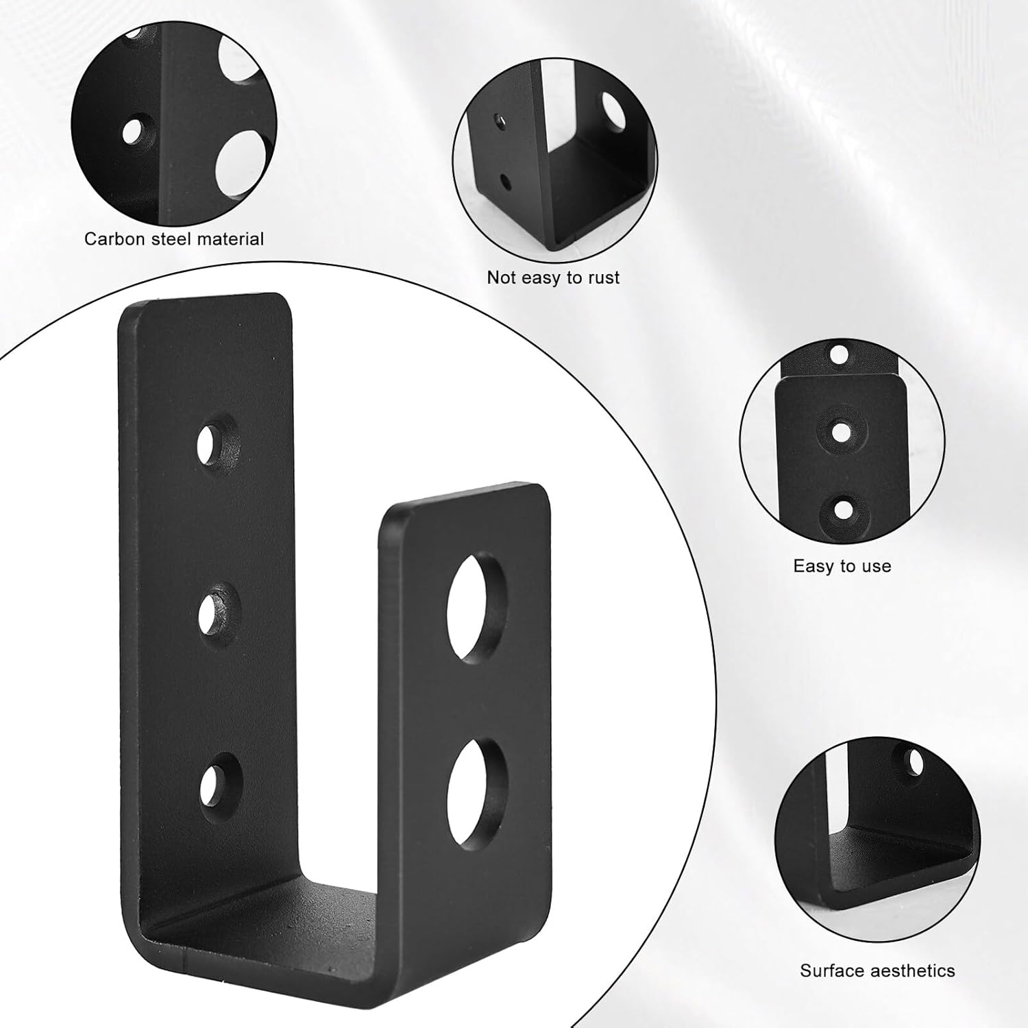 Lot de 4 supports en U en acier inoxydable, barres de porte en acier pour barricades, serrures de porte de sécurité en U en profilé en acier pour se - 3