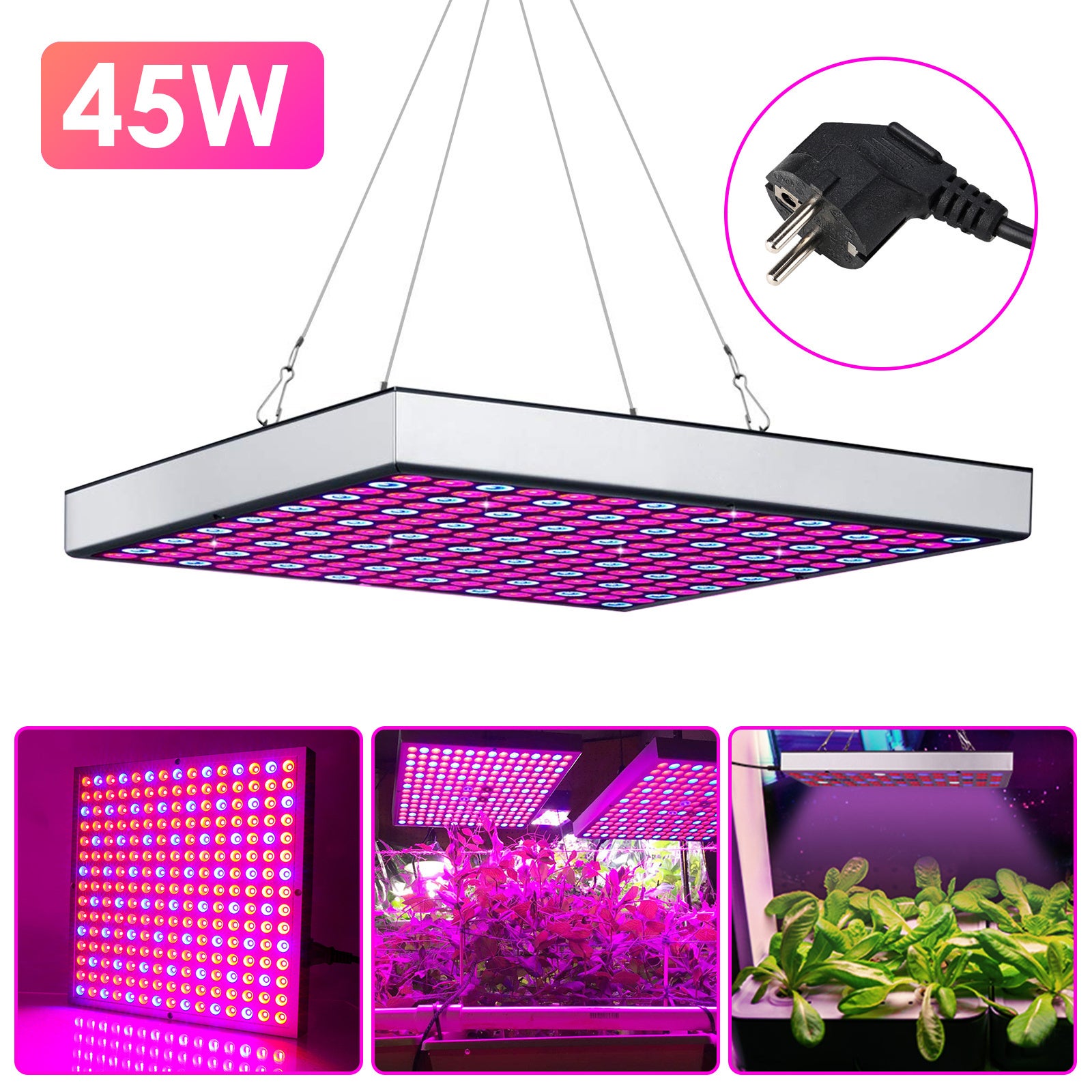 Lampa LED do ogrodu i szklarni 45 W z 225 diodami LED pełnego spektrum w kolorze czerwonym i niebieskim, idealna do kwiatów i upraw indoor