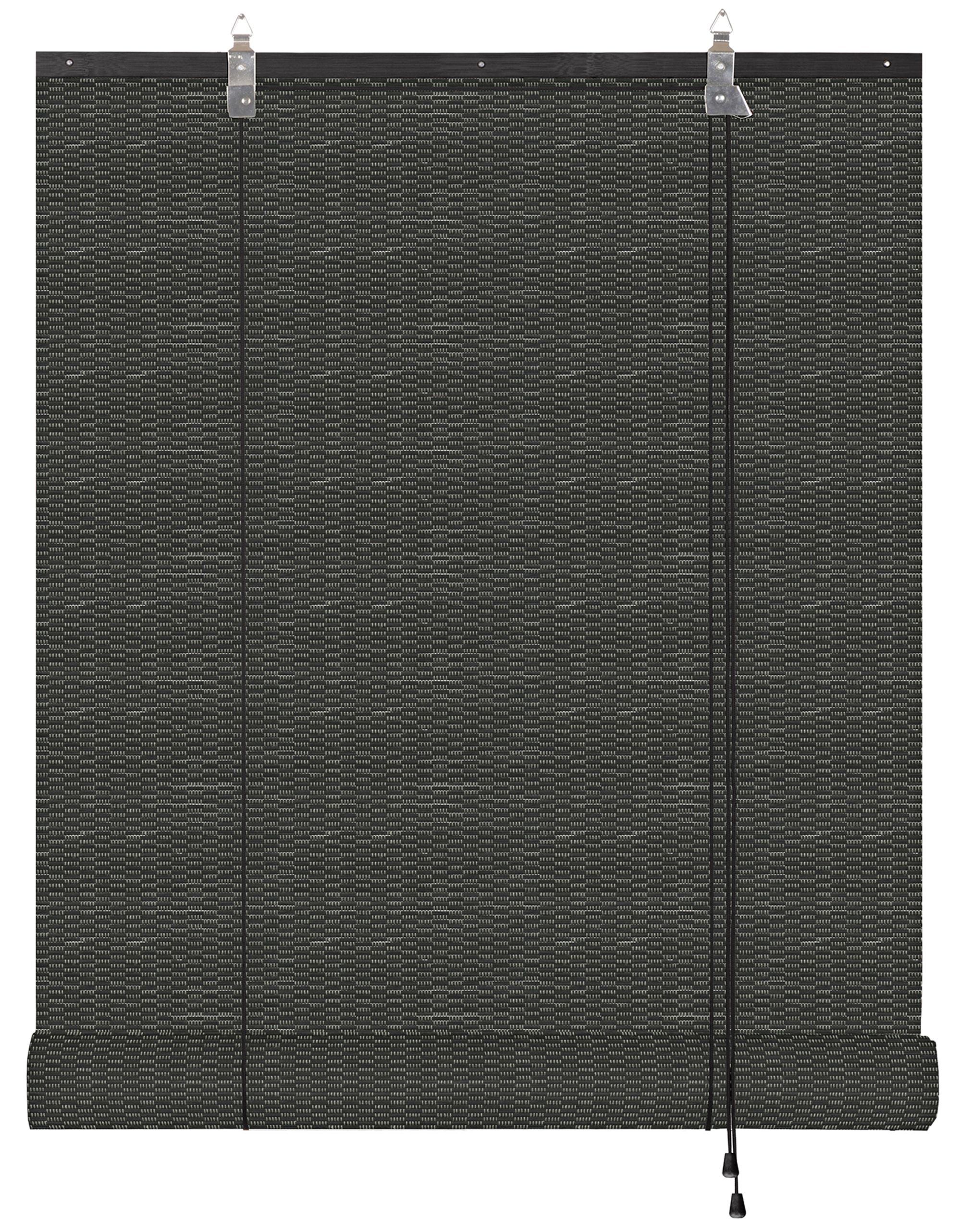 Roleta rzymska półprzezroczysta ze sznurkiem Bambus Caños bambus gładki czarny o wymiarach 124x220cm