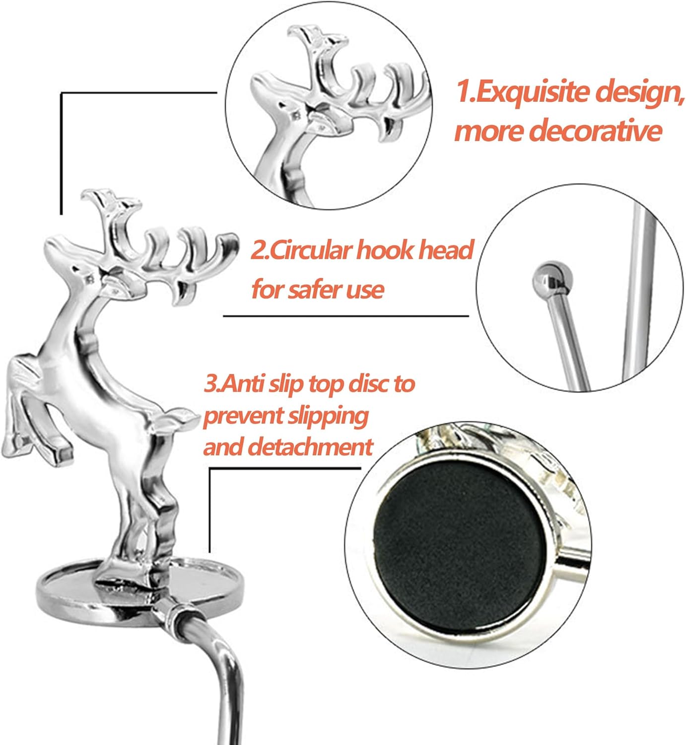 Juego de 4 ganchos metálicos para calcetines navideños, ganchos para colgar bolsos, soporte para bolsas, para fiestas navideñas, hogar y dormitorio - 3