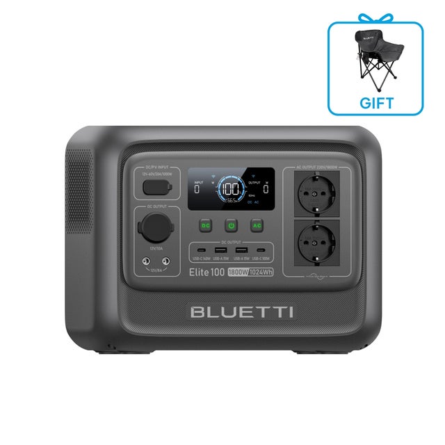 BLUETTI Elite 100 V2 Générateur Électrique Solaire LFP 1024Wh / 1800W avec 2 Sorties CA, pour Camping, Voyage & Panne de Courant (2025 Nouveau)