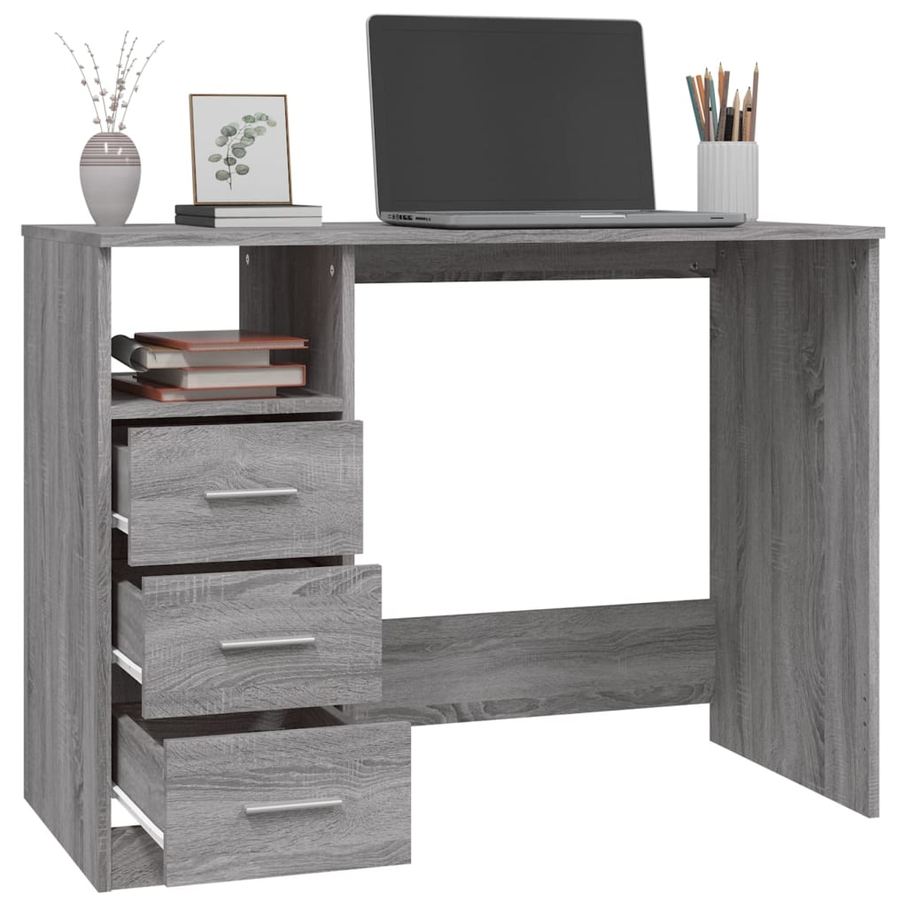 Bureau，Table de travail，Table d'étude avec tiroirs Sonoma gris 102x50x76 cm Bois d'ingénierie CWV45203 - 5