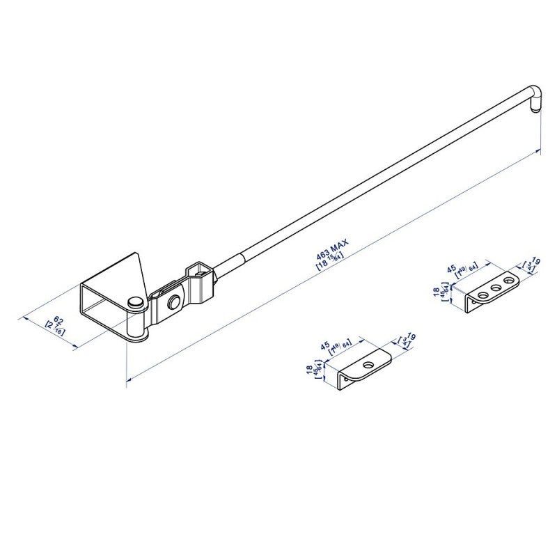 Arrêt de volet à crochet pour volets battants - longueur 463 mm max - 3