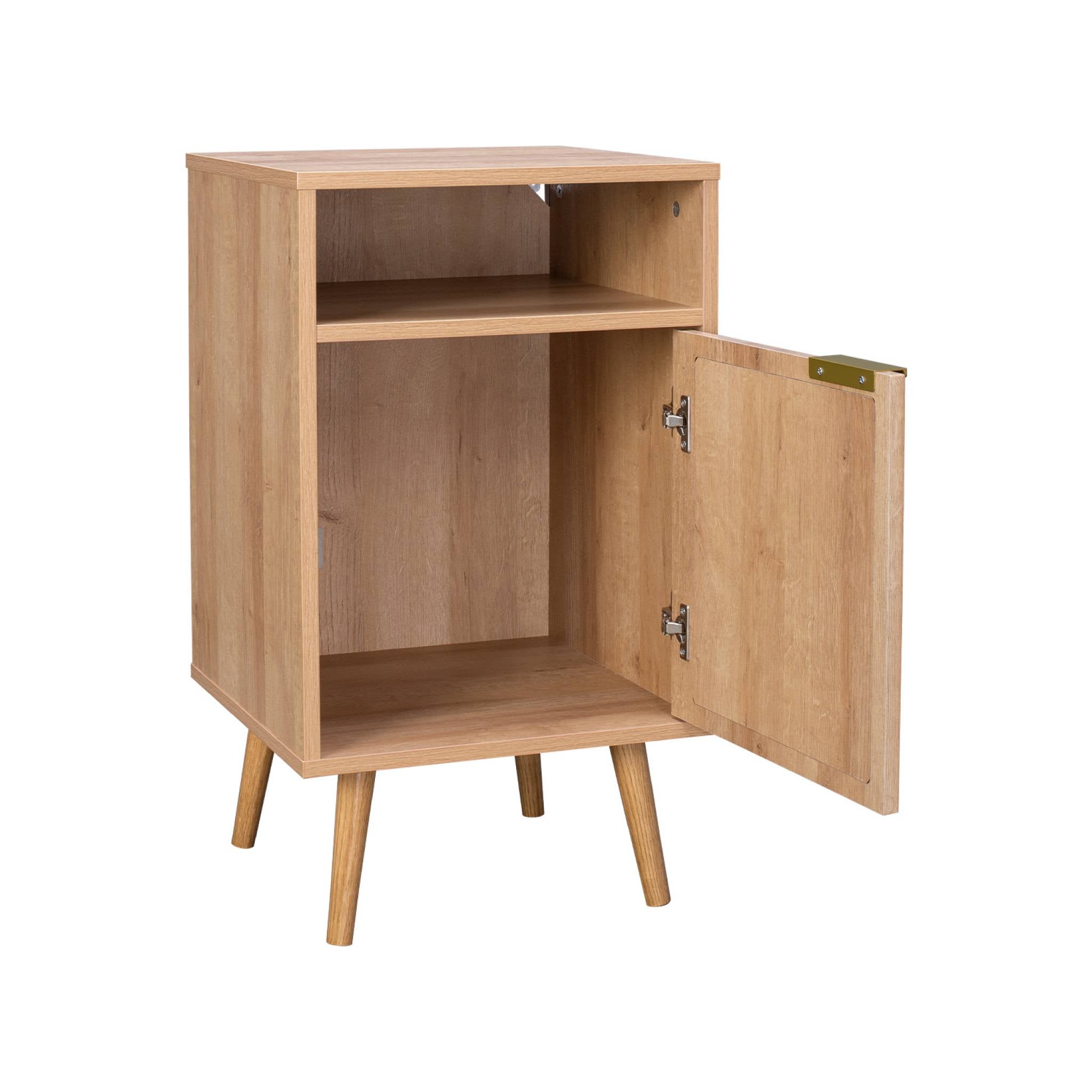 Set di 2 comodini, decoro in legno, canalina arrotondata, Marrone naturale - 8