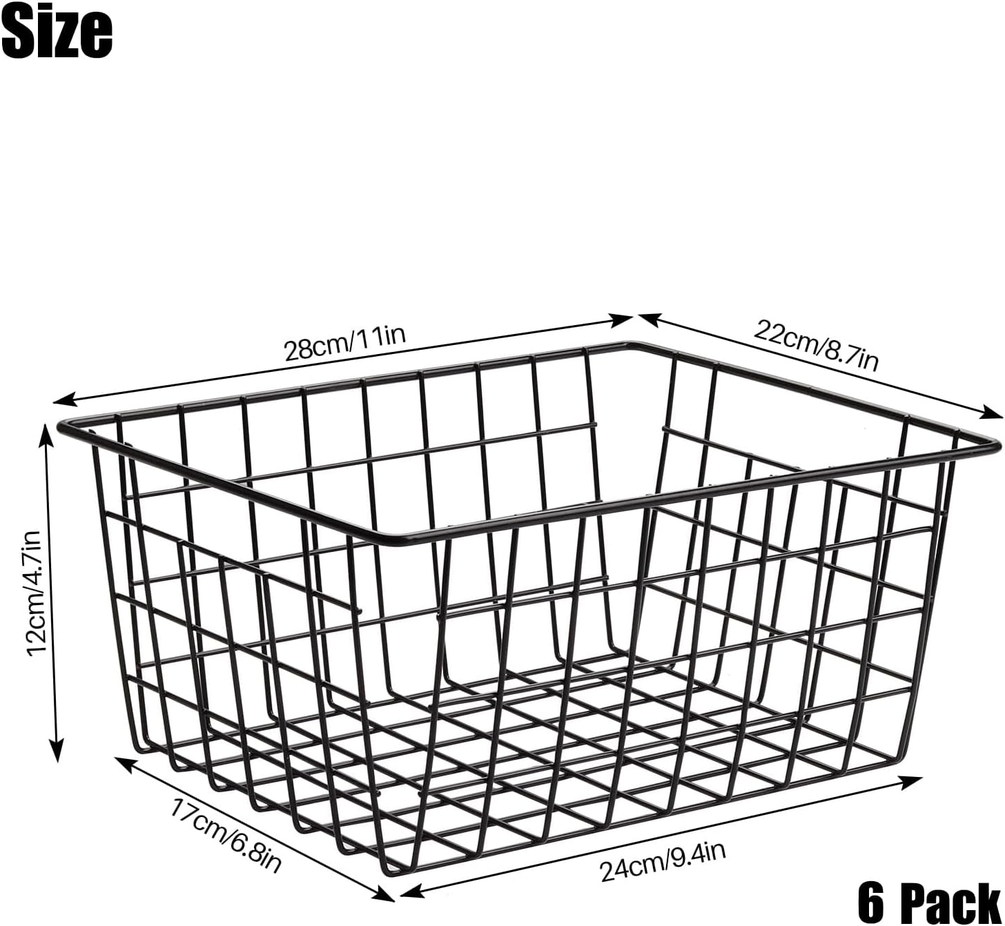 2 Cestini In Metallo Nero 36x29x16 Cm: L'ideale Per Ufficio, Cucina, Bagno E Armadi