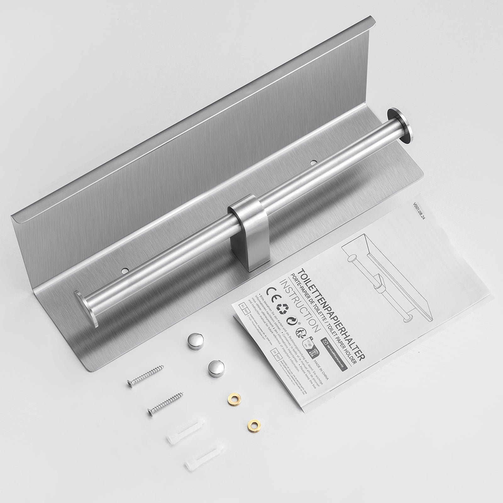 Portarrollos de papel higiénico con estante cepillado. Portarrollos de papel higiénico de acero inoxidable. Estante. - 9