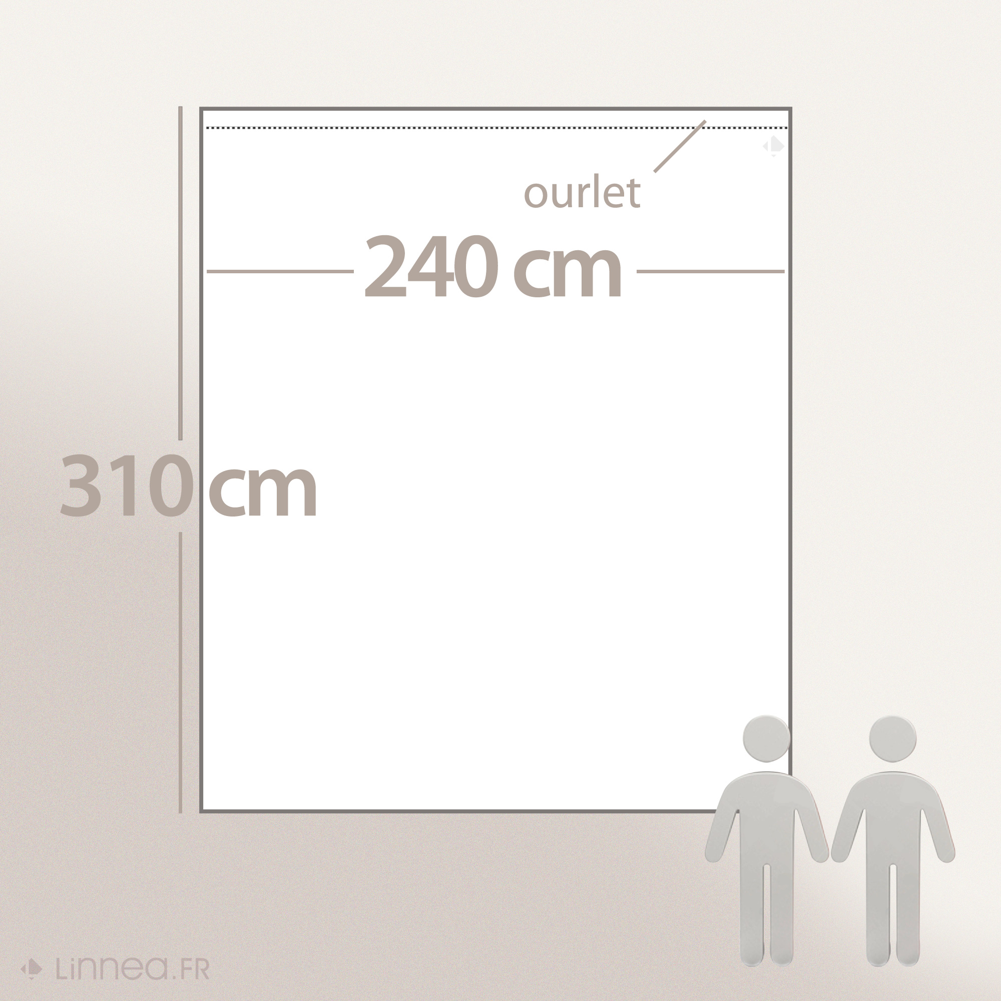 Drap plat 240x310 cm en 100% satin de coton GRAND HÔTEL blanc - 5