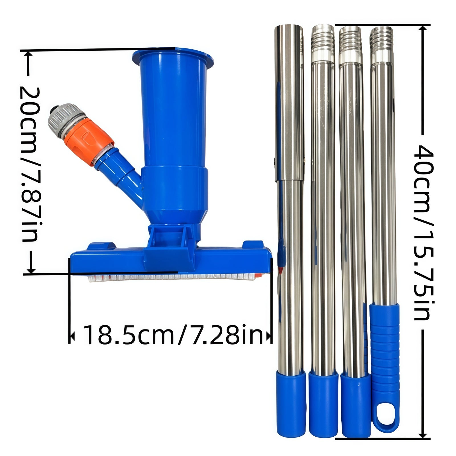 Aspirateur piscine manuel perche télescopique aluminium brosse raccord tuyau sac filtre nettoyage fond piscine hors sol spa-bassin. - 4
