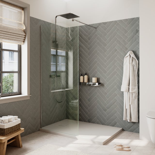 Paroi de douche à l'italienne 90 cm, verre transparent 8 mm anti-calcaire, h200, profilé chromé | Keros