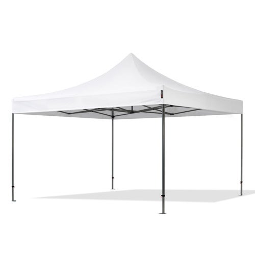 4x4 m gazebo pieghevole PVC ignifugo, PREMIUM acciaio, bianco