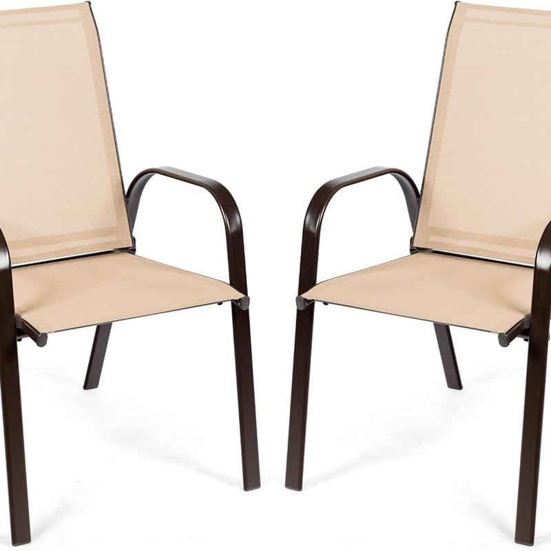 Zestaw 2 krzeseł ogrodowych z podłokietnikami, krzesła balkonowe, obciążenie do 200 kg, do ogrodu, na balkon, do basenu, 56 x 72 x 90 cm