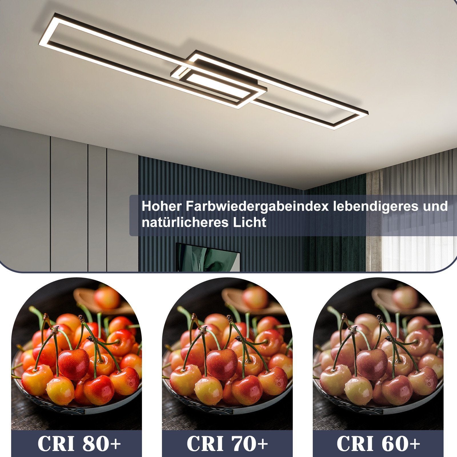 NETTLIFE Plafonnier LED plafonnier noir éclairage de plafond moderne géométrique dimmable avec télécommande - 6