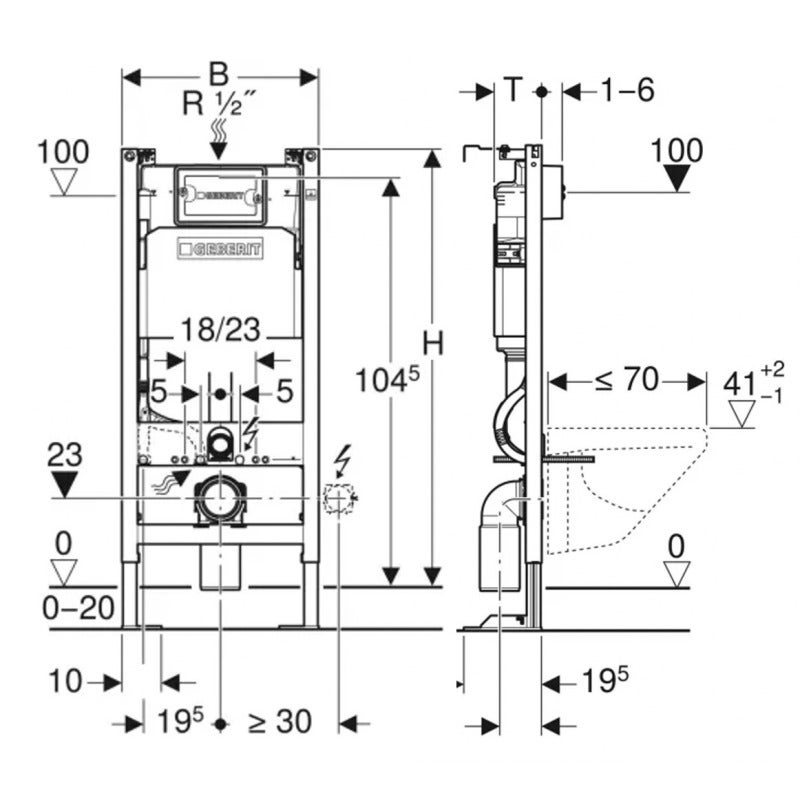 Pack Autoportant Bati-support Geberit Duofix + WC suspendu Jika Neo + Plaque blanche (S-LineProGebX) - 5