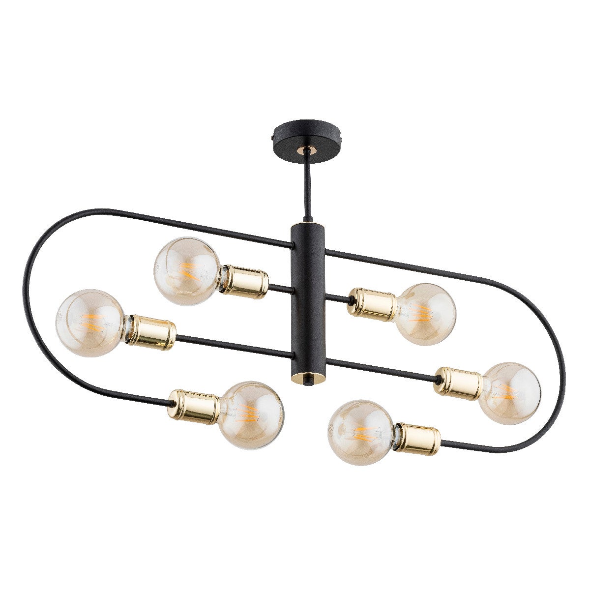 Lampa sufitowa Signa czarno-złota 6xE27x15W wym: 36 x 10 x 88 cm metal Alfa