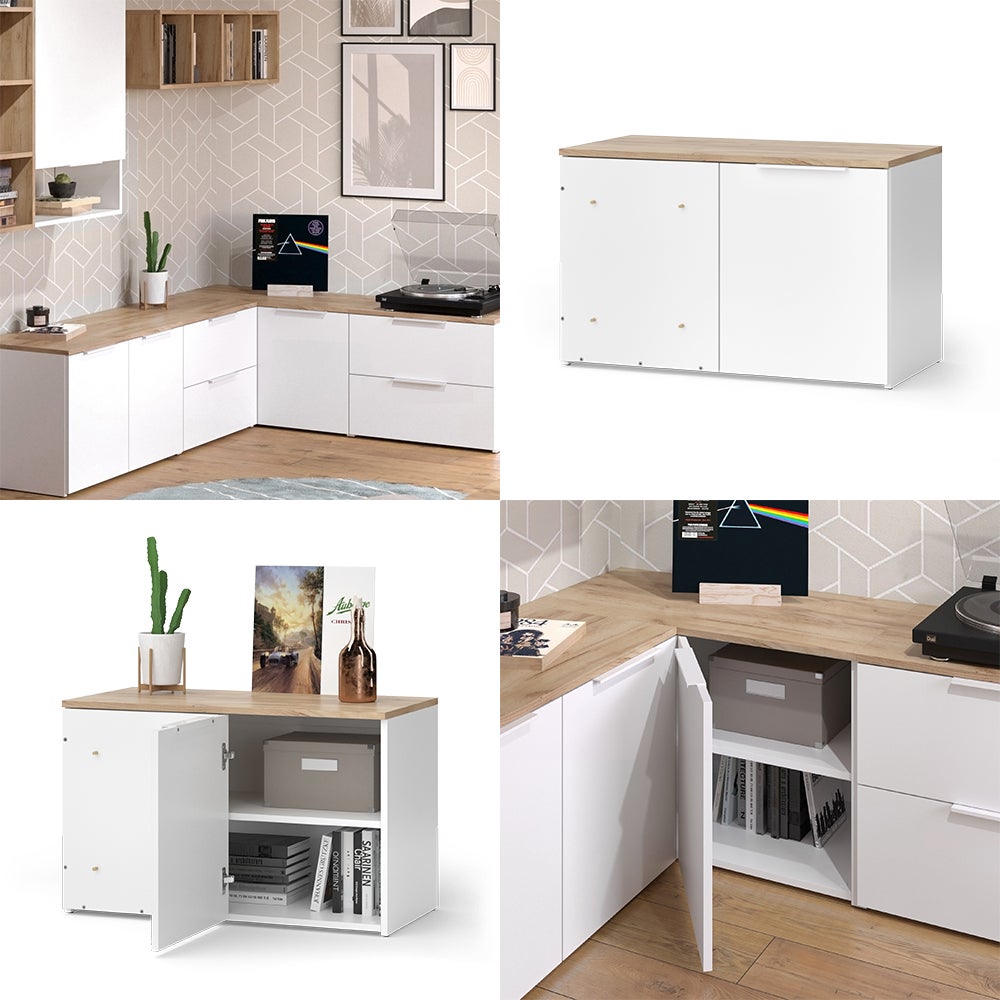 Vicco Cómoda esquinera Wido, Blanco/Sonoma, 80 x 50 cm con puerta - 8