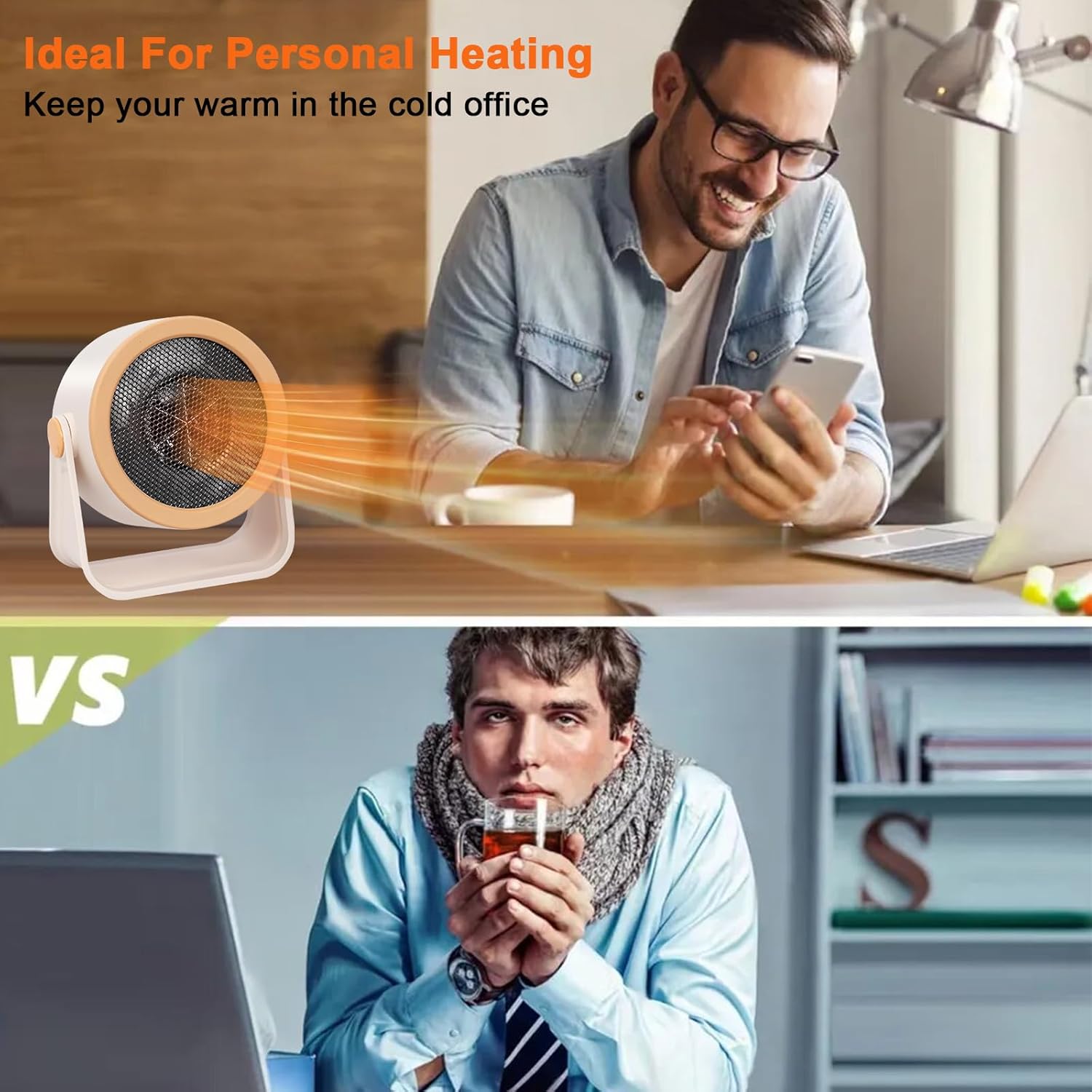Przenośny ogrzewacz do biura, na patio, do garażu i domu, z zabezpieczeniem przed przegrzaniem i przewróceniem. - 7