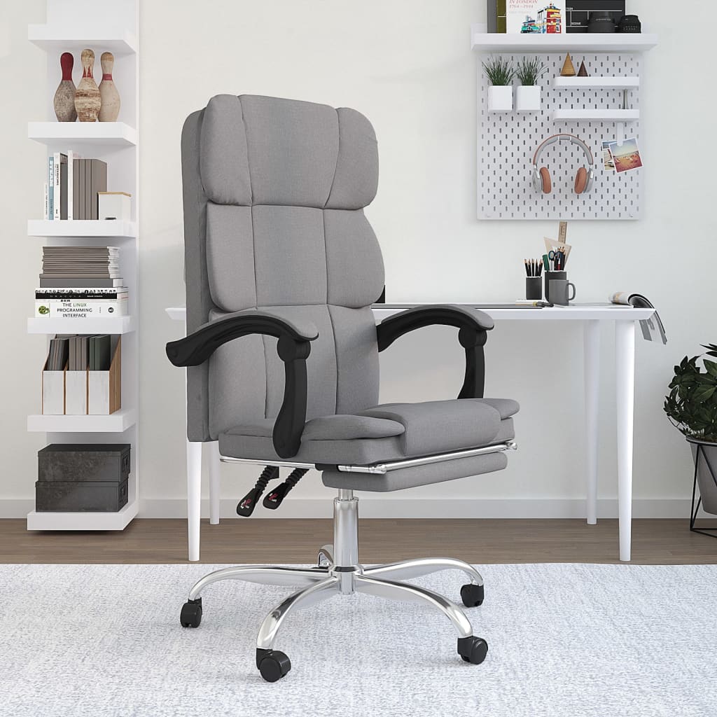 Vidaxl  Silla De Oficina Reclinable De Tela Gris/Claro , Leroy Merlin