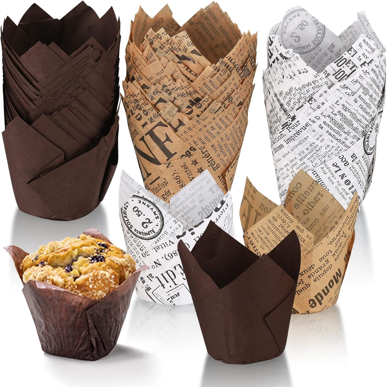 Caissettes à Muffins Roses Et Bleues Rayées - 100 Pièces Emballages Cupcakes Pour Anniversaires Et Fêtes