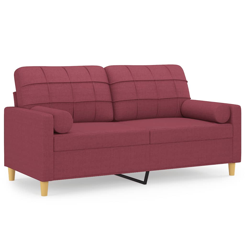 Sofá de 2 plazas | sofá de salón | sofá de descanso con cojines tela rojo tinto 140 cm cfw27566