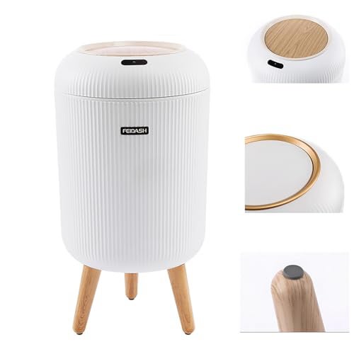 Poubelle de cuisine intelligente avec couvercle et capteur automatique, blanche, modèle haut - 3